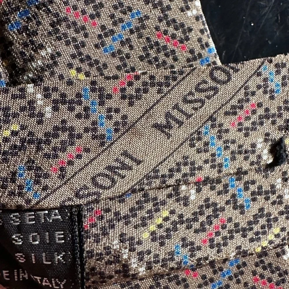 Missoni Chevron Mens Tie Silk Neckwear Brown Zig Zag Red Blue Polka Dots